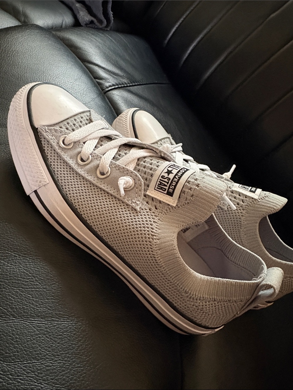 Converse Light Gray Knit All Star Low Top Sneakers - Picture 2 of 9